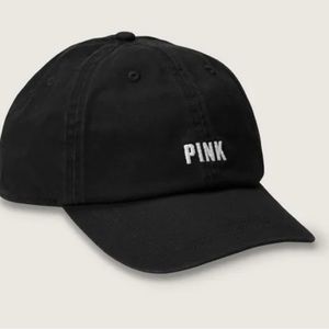 Pink Victoria's Secret Hat Cap Strap Back Black Adjustable White Spell Logo New